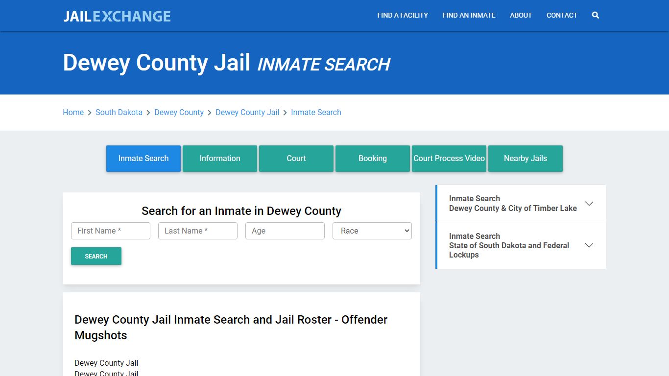 Dewey County Jail, SD Inmate Search: Roster & Mugshots