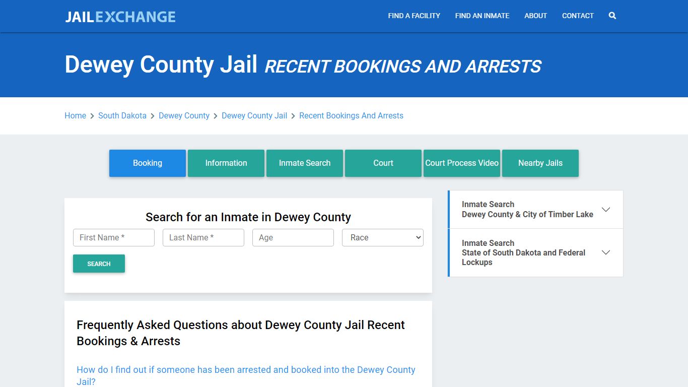 Dewey County Jail Recent Bookings And Arrests - Jail Exchange