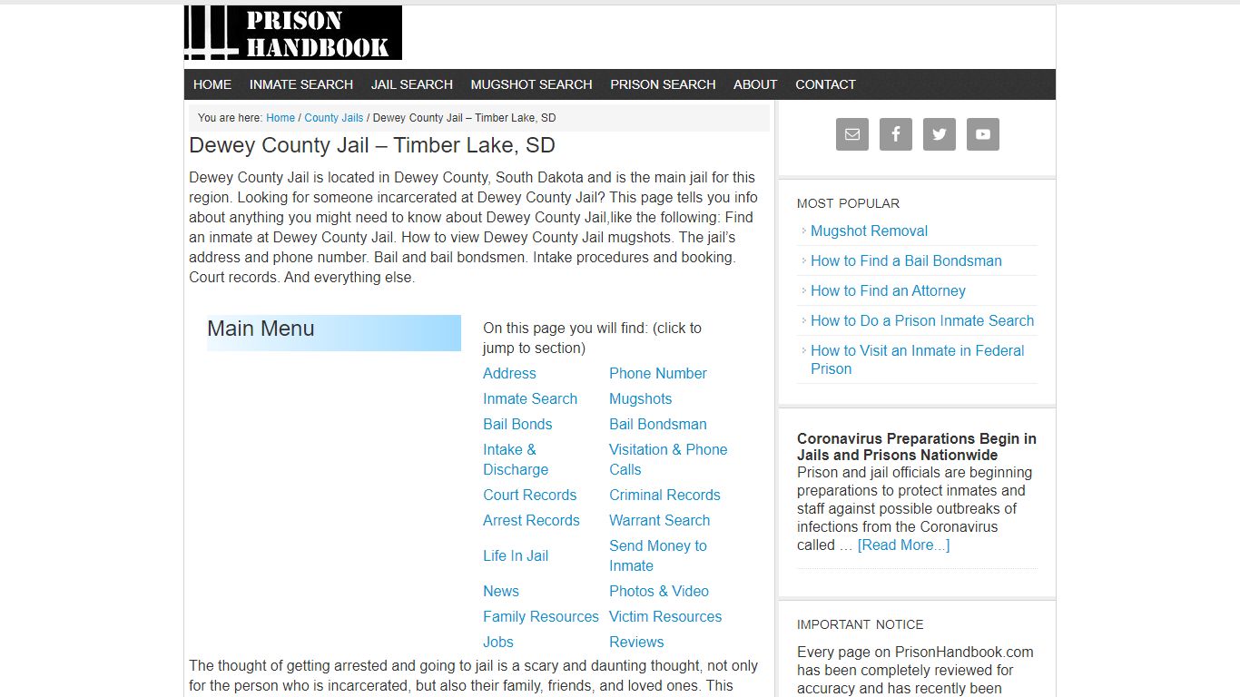 Dewey County Jail – Timber Lake, SD - Prison Handbook