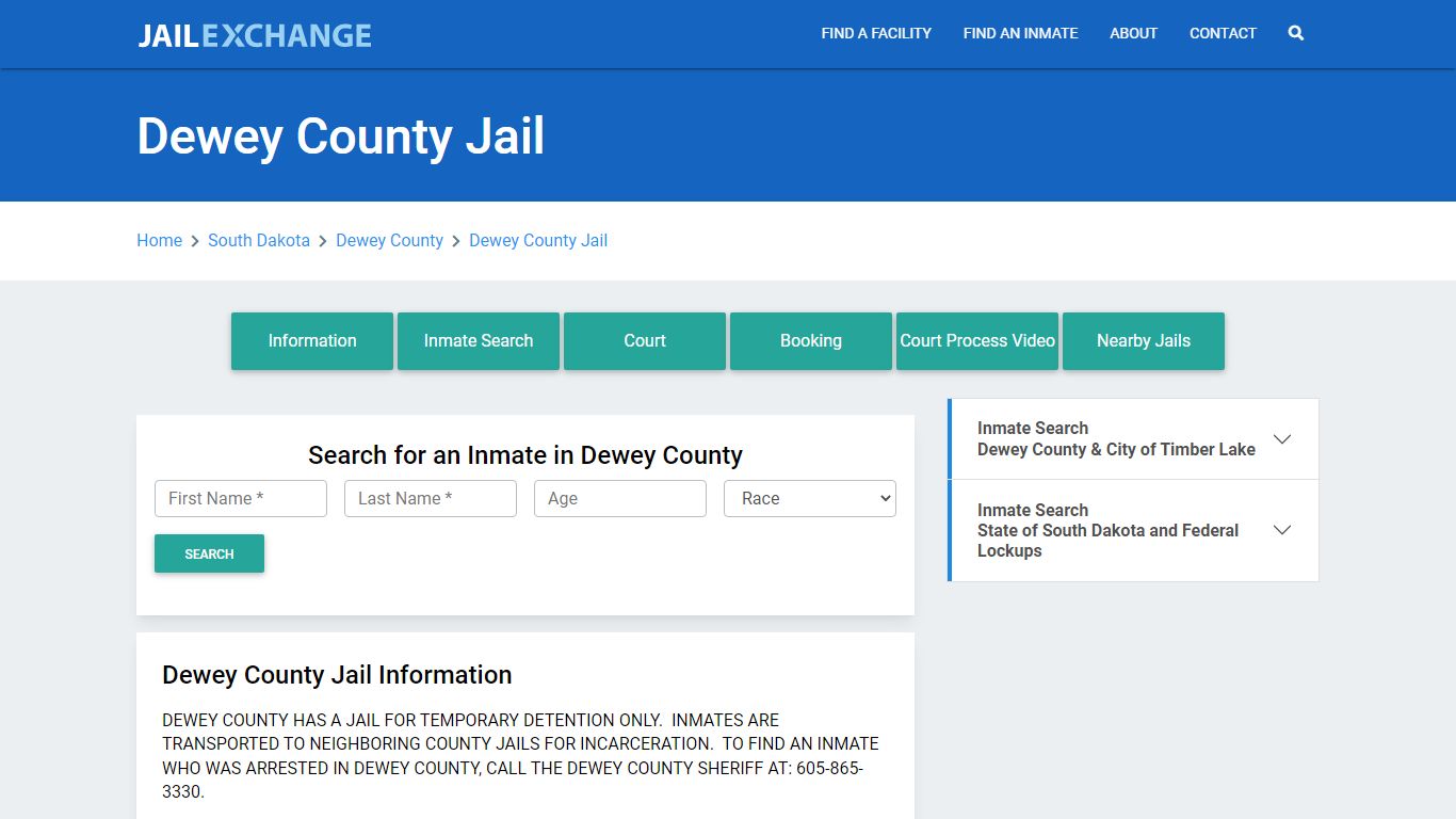 Dewey County Jail Roster Lookup, SD, Inmate Search