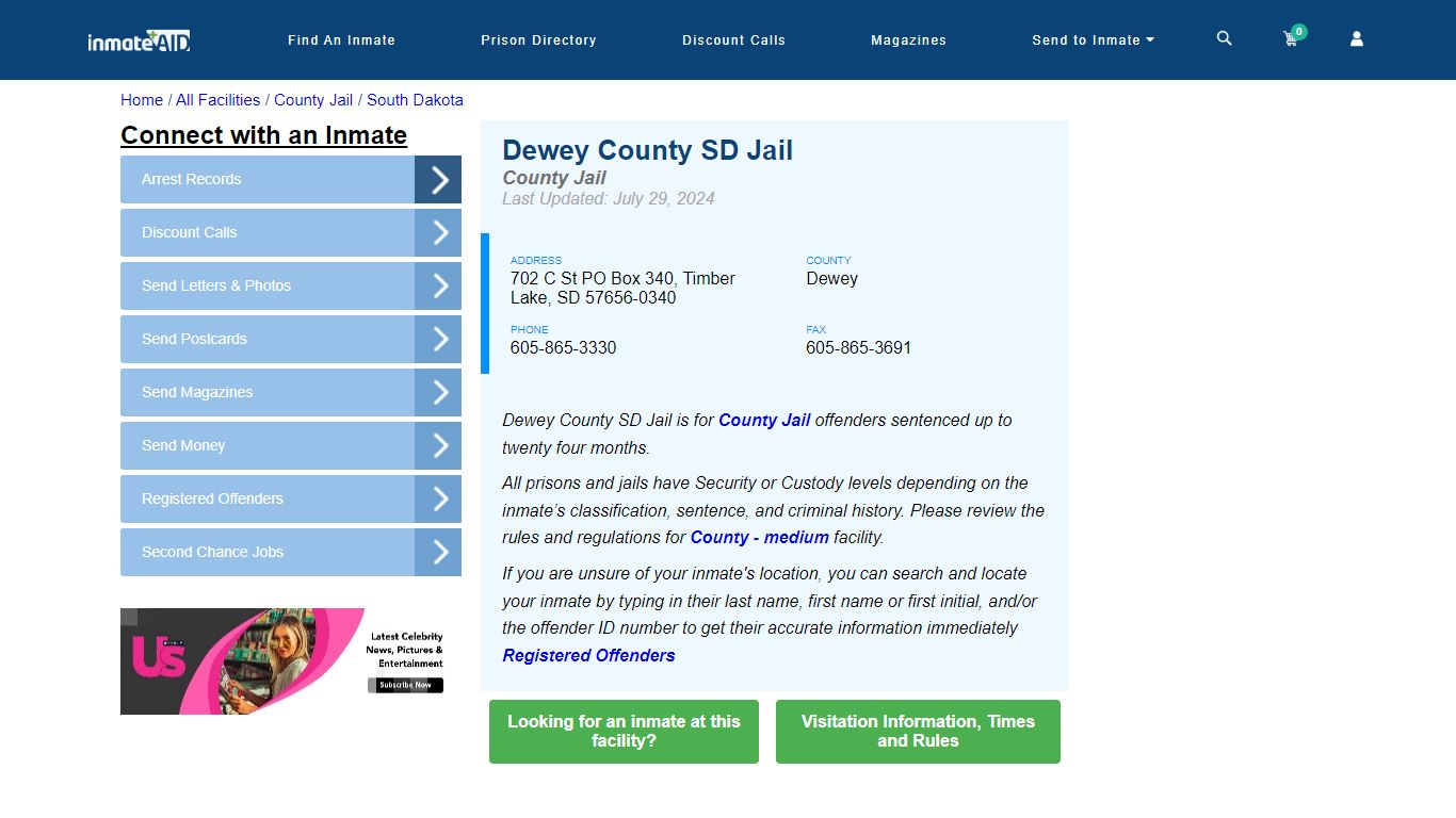 Dewey County SD Jail - Inmate Locator